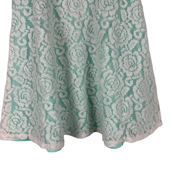Cherokee Girls' Mint Green & White Lace Dress Size M Sleeveless Back Zipper - Picture 2 of 6